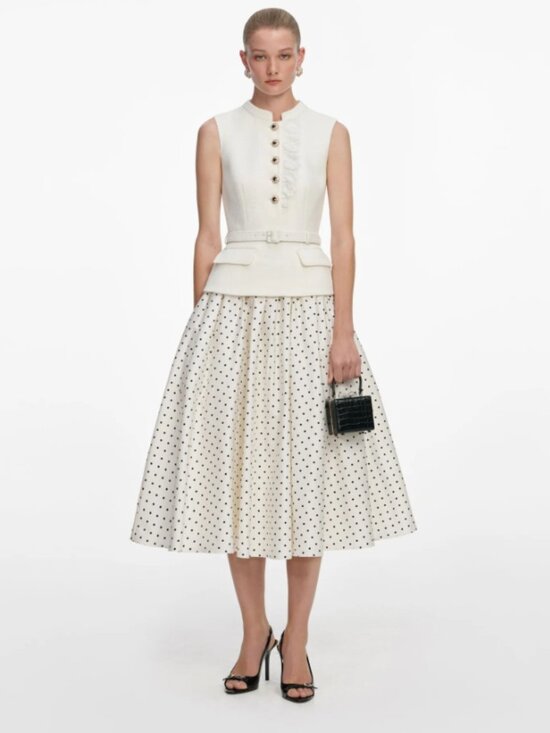 Self-Portrait Dresses & Skirts - Self-Portrait Cream Bouclé Polka Dot Midi Dress UK 8 US 4 NWOT